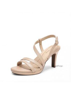 Women's Strappy High Heel Dress Sandals Open Toe Ankle Strap Faux Leather